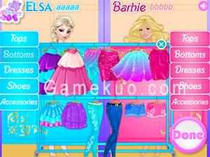 艾莎VS芭比時裝大賽（Elsa Vs Barbie Fashion Contest）遊戲圖
