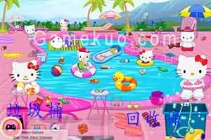 凱蒂貓清理游泳池（Hello Kitty Messy Swimming Pool）遊戲圖