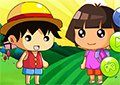 朵拉和路飛收集糖果